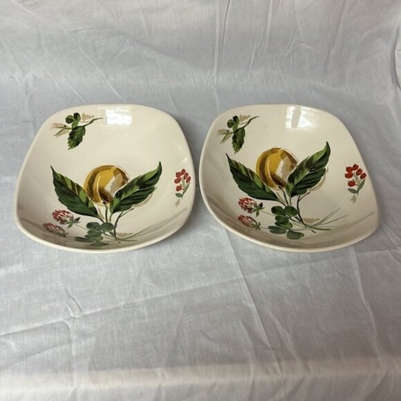 Vintage Salem China PEACH & CLOVER 9" Oval Vegetable Bowl Set of 2 - Picture 2 of 9